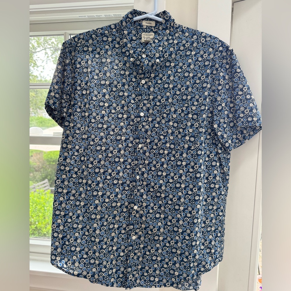 J. Crew Men's Navy Floral Button Down Shirt
